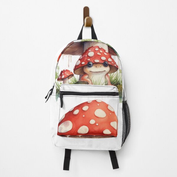 Item preview, Crazy mushroom frog under mushroom umbrella cottagecore designed and sold by OliveAndSnow.