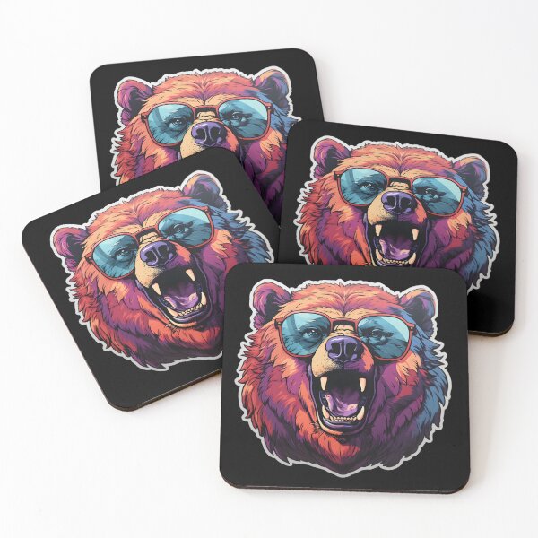 Item preview, Retro Wave Roaring Bear Face designed and sold by Artful-Adam.