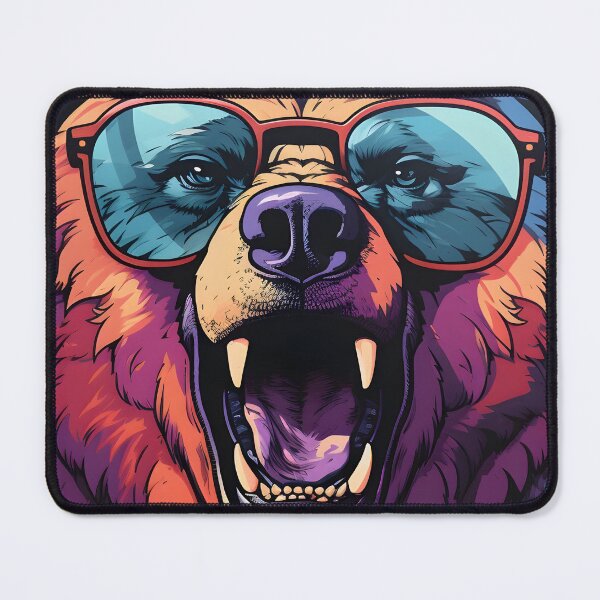 Item preview, Retro Wave Roaring Bear Face designed and sold by Artful-Adam.
