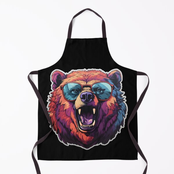 Item preview, Retro Wave Roaring Bear Face designed and sold by Artful-Adam.