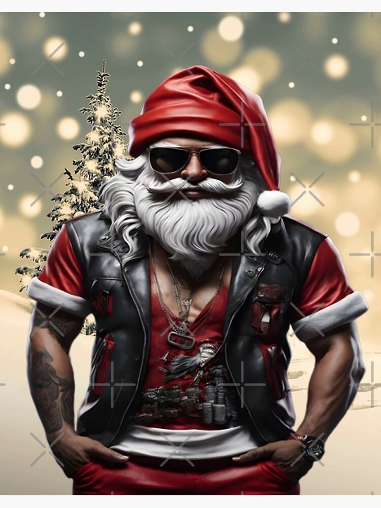 Cool Gangster Santa Christmas T Shirt Art Board Print