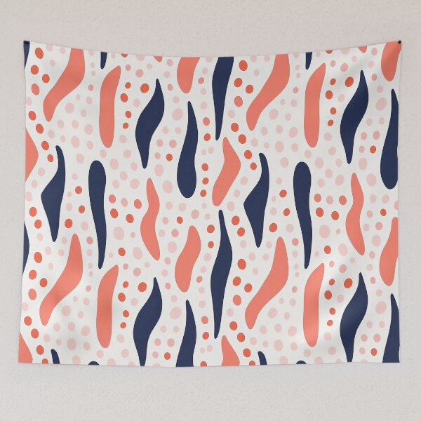 Item preview, Peach, navy, and pink abstract pattern designed and sold by exitbird.