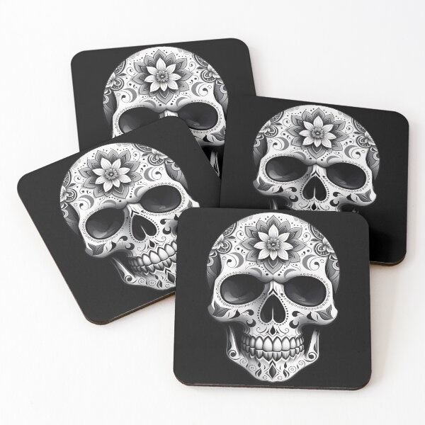 Item preview, Black & White Day of the Dead Sugar Skull designed and sold by PixelFixArt.