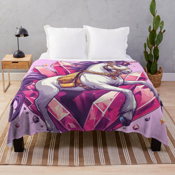 Item preview, A galloping unicorn with pink crystals designed and sold by illustratorg.