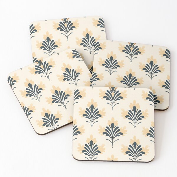 Item preview, Antique floral pattern, light yellow and dark blue designed and sold by exitbird.