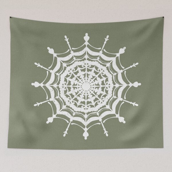 Item preview, Victorian Lace Spider Web Mandala - Sage + Snow designed and sold by Irene Estelle.