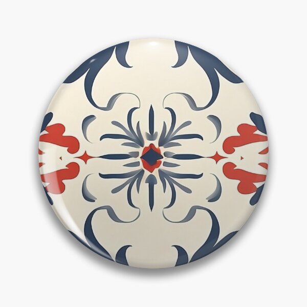 Item preview, Seamless beige pattern with red and blue ornaments designed and sold by exitbird.