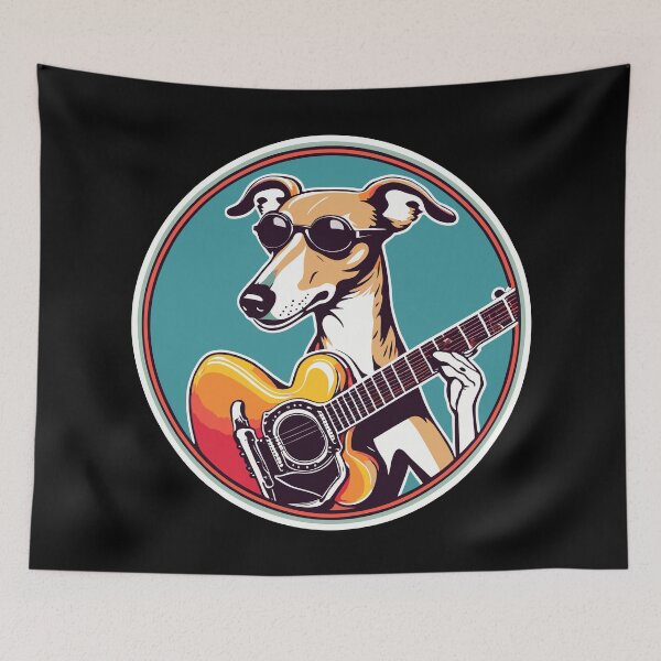 Item preview, Whippet in Sunglasses Playing Guitar designed and sold by Ameiva-Apparel.
