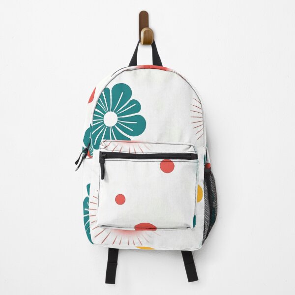 Item preview, Colorful pattern with flowers and dots, minimalist, green and red, white background designed and sold by exitbird.