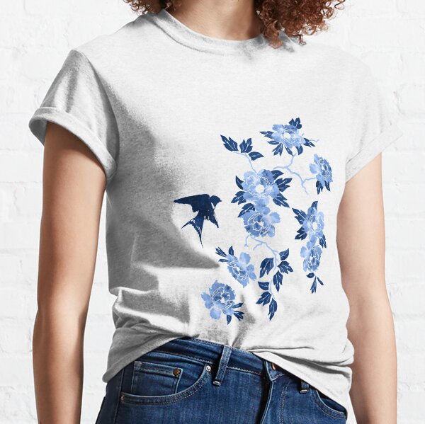 Oriental peonies in sapphire blue Classic T-Shirt