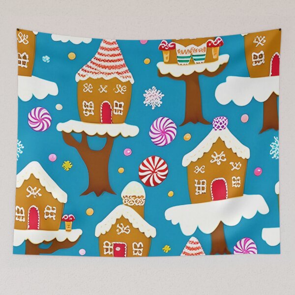 Item preview, A Merry sweet gingerbread house and Christmas themed candy pattern designed and sold by 29Bumblebee.