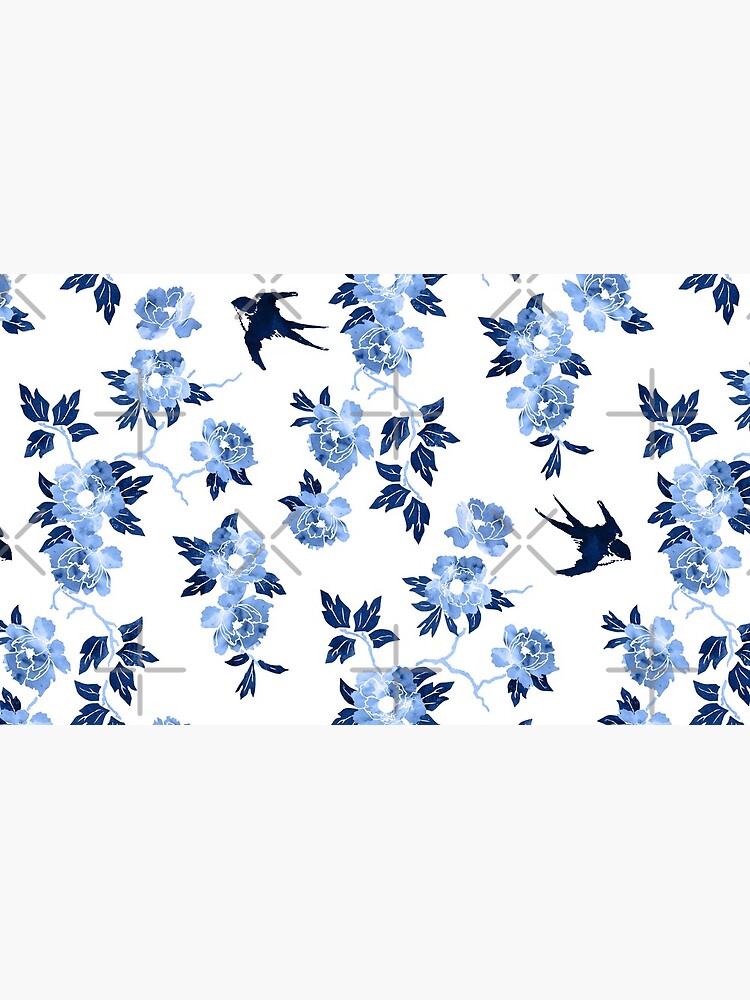 Oriental peonies in sapphire blue by adenaJ