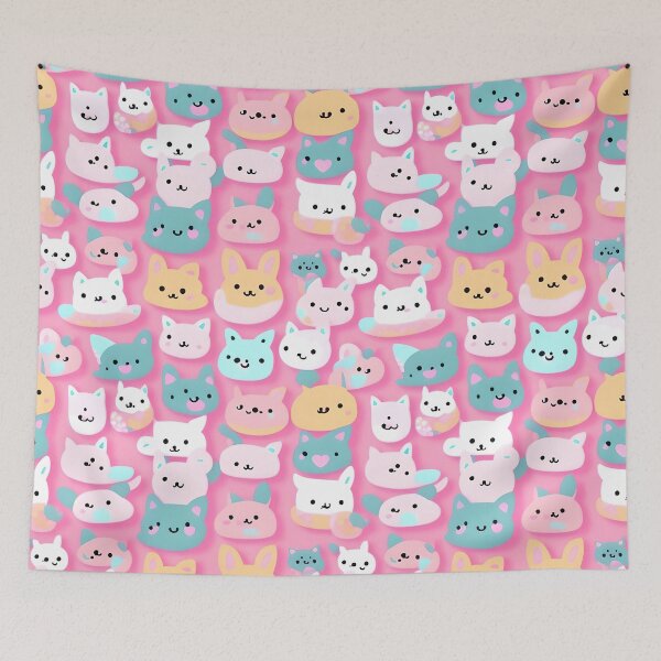 Item preview, Adorable kawaii animal faces pattern in pastel shades  designed and sold by 29Bumblebee.