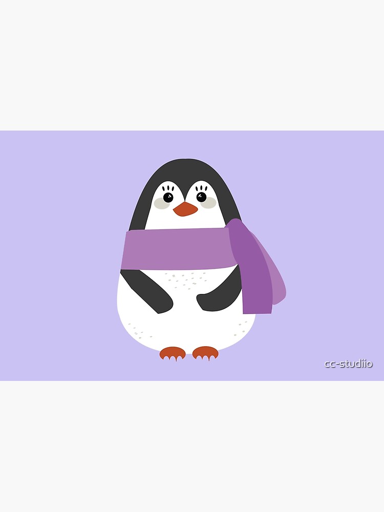 Disover Happy penguin with purple scarf Makeup Bag