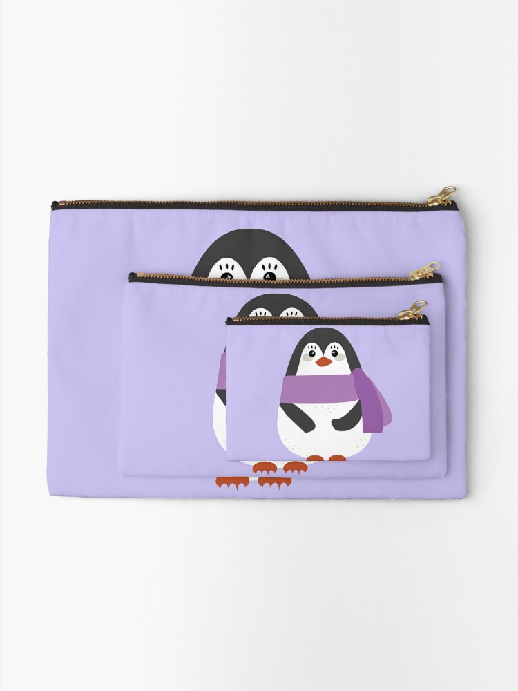 Disover Happy penguin with purple scarf Makeup Bag