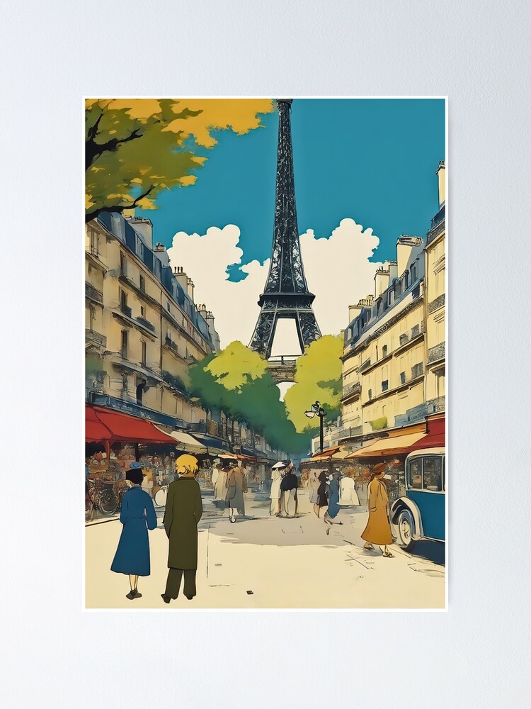 Paris Eiffel Tower 1960 - comic book effect | Poster