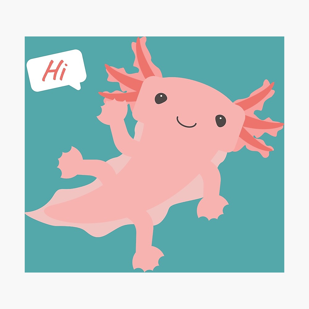 Friendly Axolotl Says Hi Metal Print By Starskwurl Redbubble