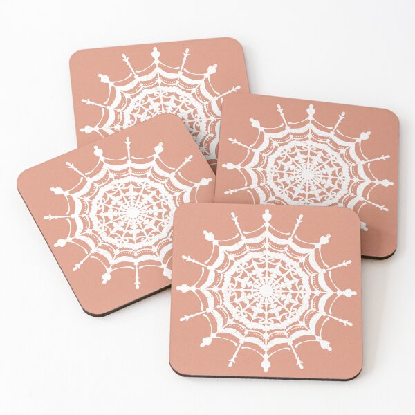 Item preview, Victorian Lace Spider Web Mandala - Coral + Snow designed and sold by Irene Estelle.
