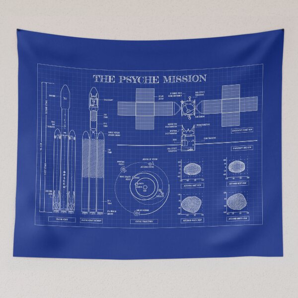 Item preview, Psyche Mission: A Mission to a Metal World (Horizontal Blueprint) designed and sold by BGALAXY.