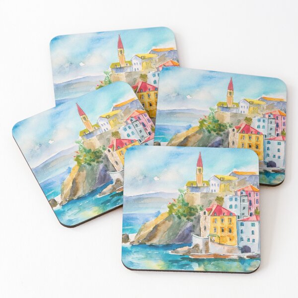 Item preview, Colorful town at the cliff of a beach designed and sold by fotofeast.
