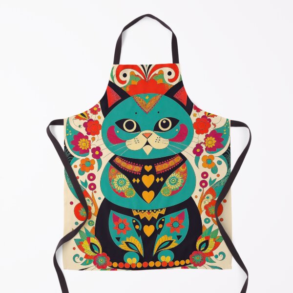 Item preview, Folk Art Colourful Cute Cat designed and sold by Retro Salt.