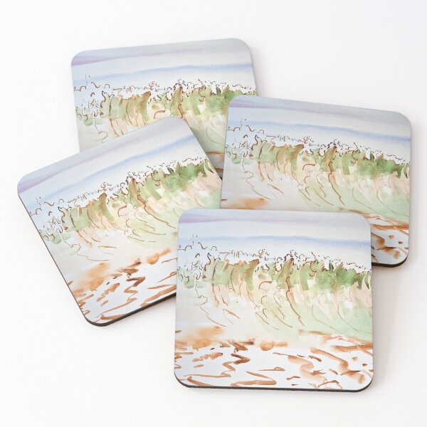 Item preview, Green Wave and Sea Swimmer Watercolor Painting designed and sold by MikeJory.