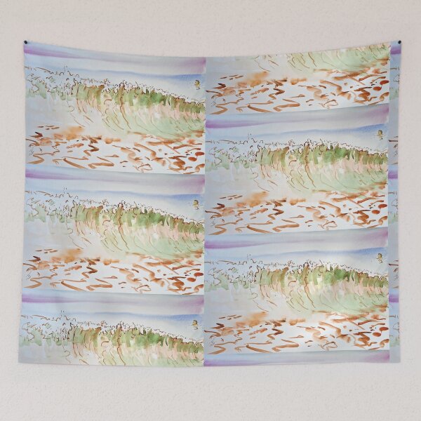 Item preview, Green Wave and Sea Swimmer Watercolor Painting designed and sold by MikeJory.