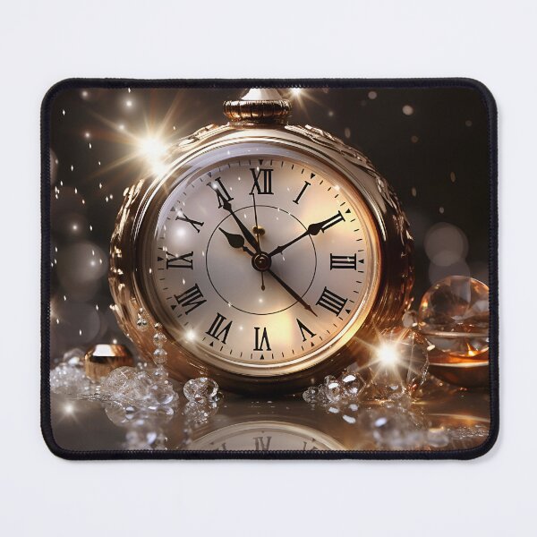 Item preview, Golden clock with glittery water drops in the style of romantic depictions of historical events designed and sold by AI-Only Creations.