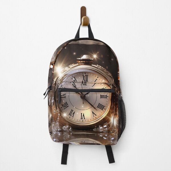 Item preview, Golden clock with glittery water drops in the style of romantic depictions of historical events designed and sold by AI-Only Creations.