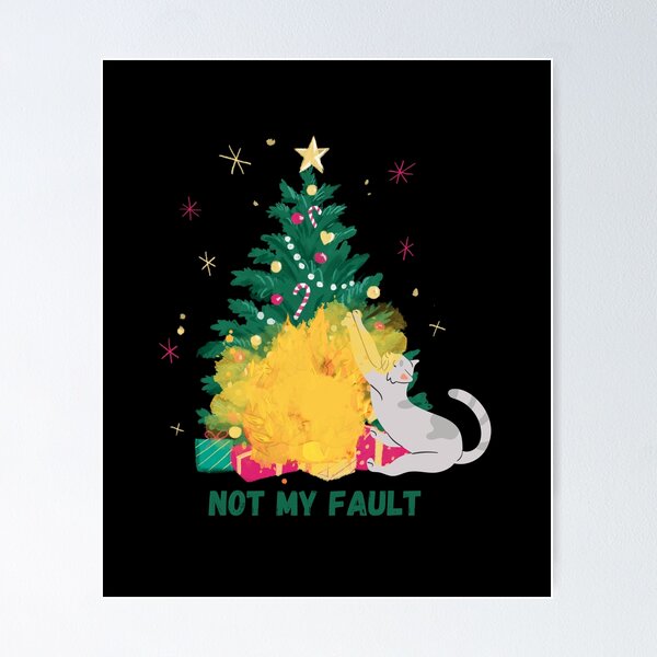 Aperçu de l'œuvre Le chat joue avec son grattoir pour sapin de Noël. créée et vendue par Slavic-Design.