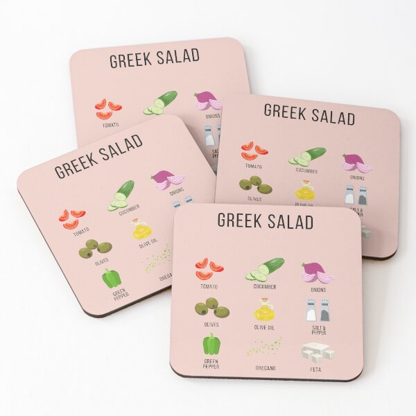 Item preview, Culinary Canvases: Greek Salad Ingredients Pink designed and sold by Coastal Garden Design Studio.