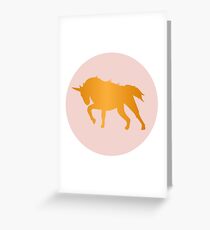 Icon Silhouette Unicorn Horse Gold and Pink Greeting Card