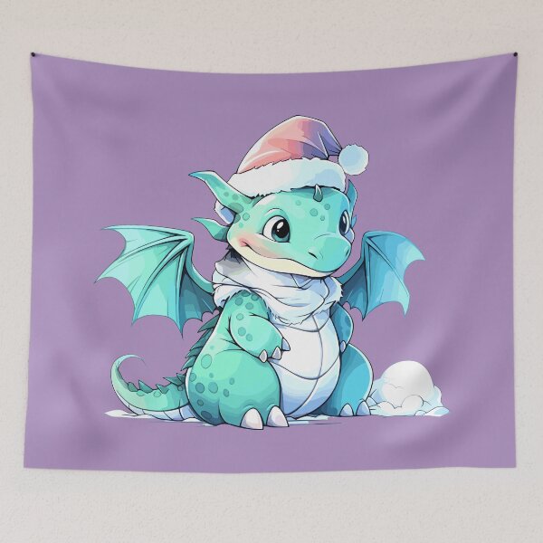 Item preview, cute christmas dragon in santa hat designed and sold by Niktarka.