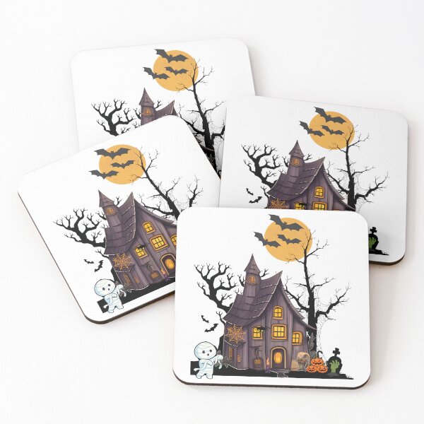 Item preview, Spooky Abandoned House in Cemetery on Halloween Night - Haunting Art Print designed and sold by Blendfactor.