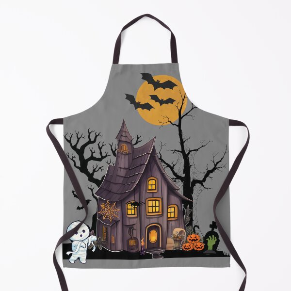 Item preview, Spooky Abandoned House in Cemetery on Halloween Night - Haunting Art Print designed and sold by Blendfactor.