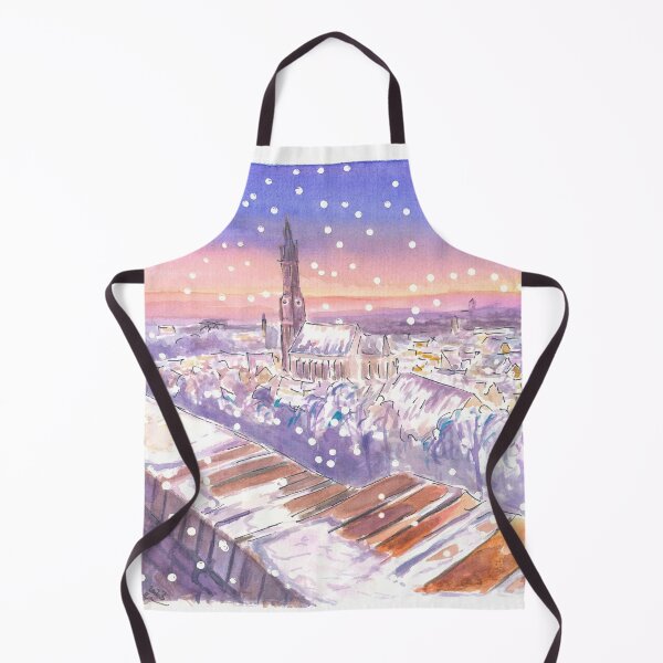 Item preview, Nightly Landshut Schanzl View Snowing in Winter designed and sold by artshop77.