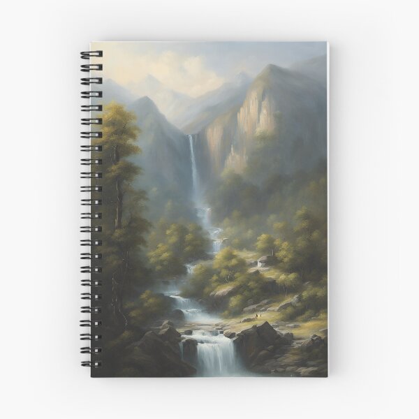 Item preview, Tranquil waterfall and pine landscape designed and sold by TheScruffyGoose.