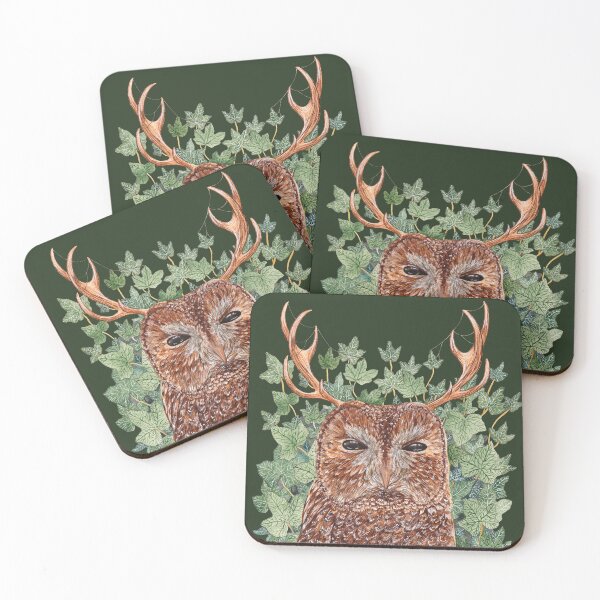 Item preview, Tawny Owl with Antlers designed and sold by triangelfanny.