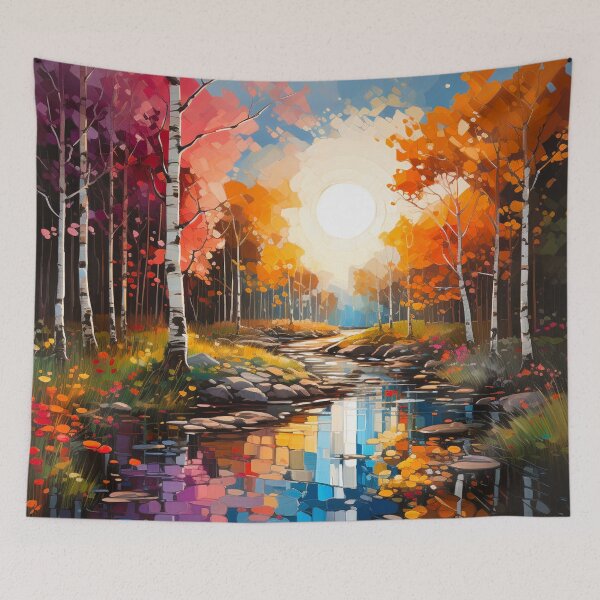 Item preview, Land Of The Rainbow Birch Trees Nature At It’s Best Abstract Print  designed and sold by FoxTreeDesign.