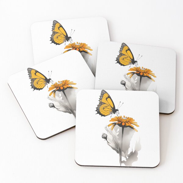 Item preview, Zinnia flower with butterfly in wild forest  designed and sold by KorArtStudio.
