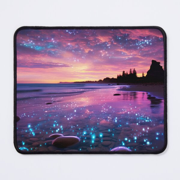 Item preview, Otherworldly beach and seascape with gemstones at sunset 3 designed and sold by Red Witch Art.