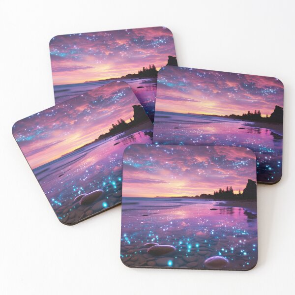Item preview, Otherworldly beach and seascape with gemstones at sunset 3 designed and sold by Red Witch Art.