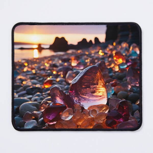 Item preview, Otherworldly beach and seascape with gemstones at sunset 4 designed and sold by Red Witch Art.