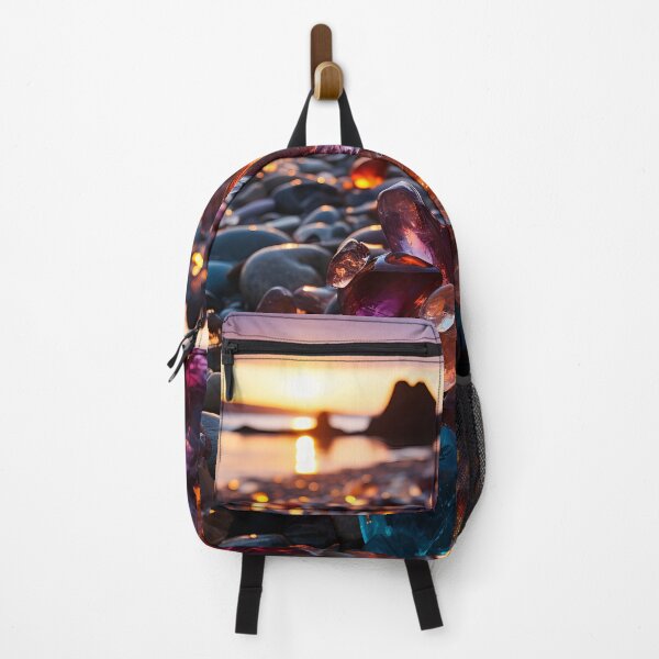 Item preview, Otherworldly beach and seascape with gemstones at sunset 4 designed and sold by Red Witch Art.