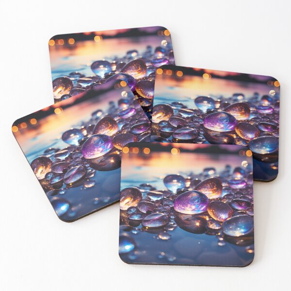 Item preview, Otherworldly beach and seascape with gemstones at sunset 5 designed and sold by Red Witch Art.