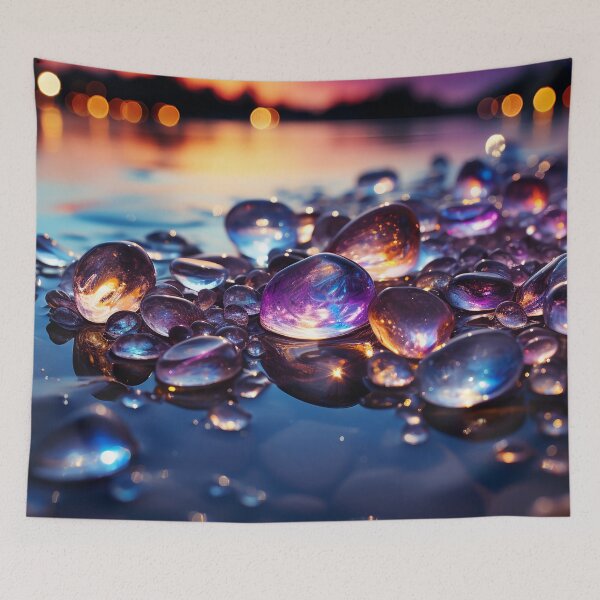 Item preview, Otherworldly beach and seascape with gemstones at sunset 5 designed and sold by Red Witch Art.