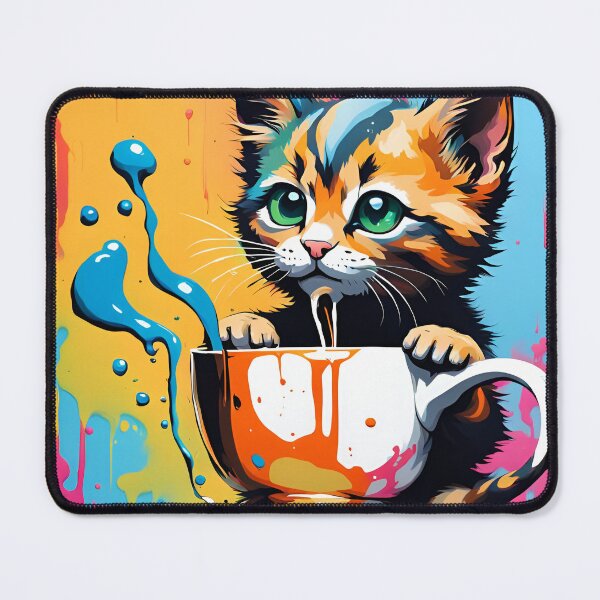 Item preview, Adorable Kitten Sniffing Tea designed and sold by SeamCraft.