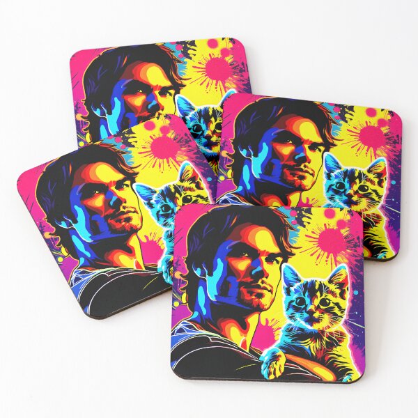 Item preview, Ian Somerhalder With Cat Neon Pop Art designed and sold by honeybee100.