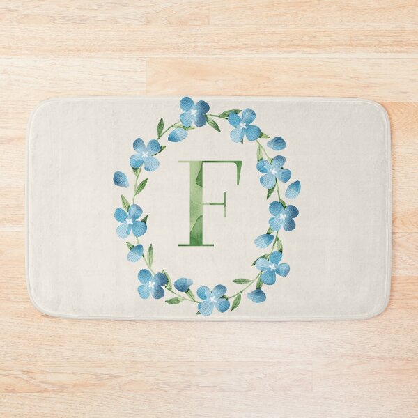 Item preview, Letter F Floral Monogram. Blue Flowers Laurel. designed and sold by helga-wigandt.