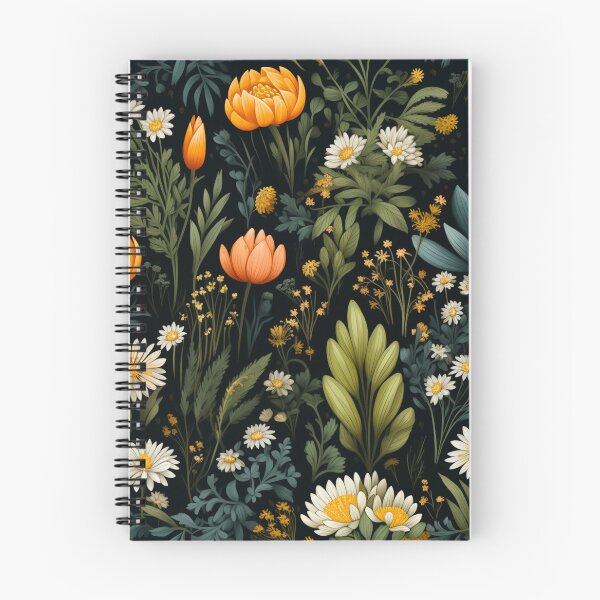 Item preview, Vintage Night Floral Botanical Garden Daisy Tulip Print  designed and sold by FoxTreeDesign.